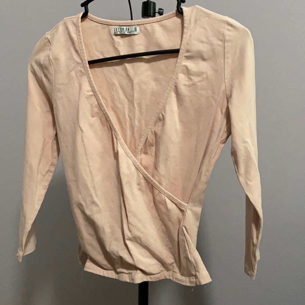 Cotton On pink crop top long sleeve💗